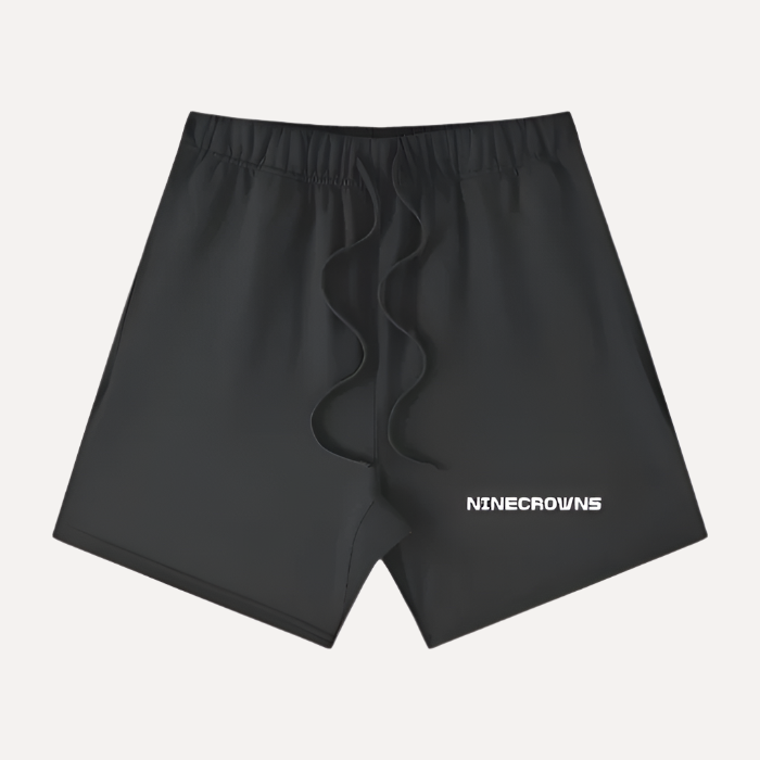 NINECROWNS Black Cotton Shorts - Heavyweight Loose Fit Streetwear | Premium Quality