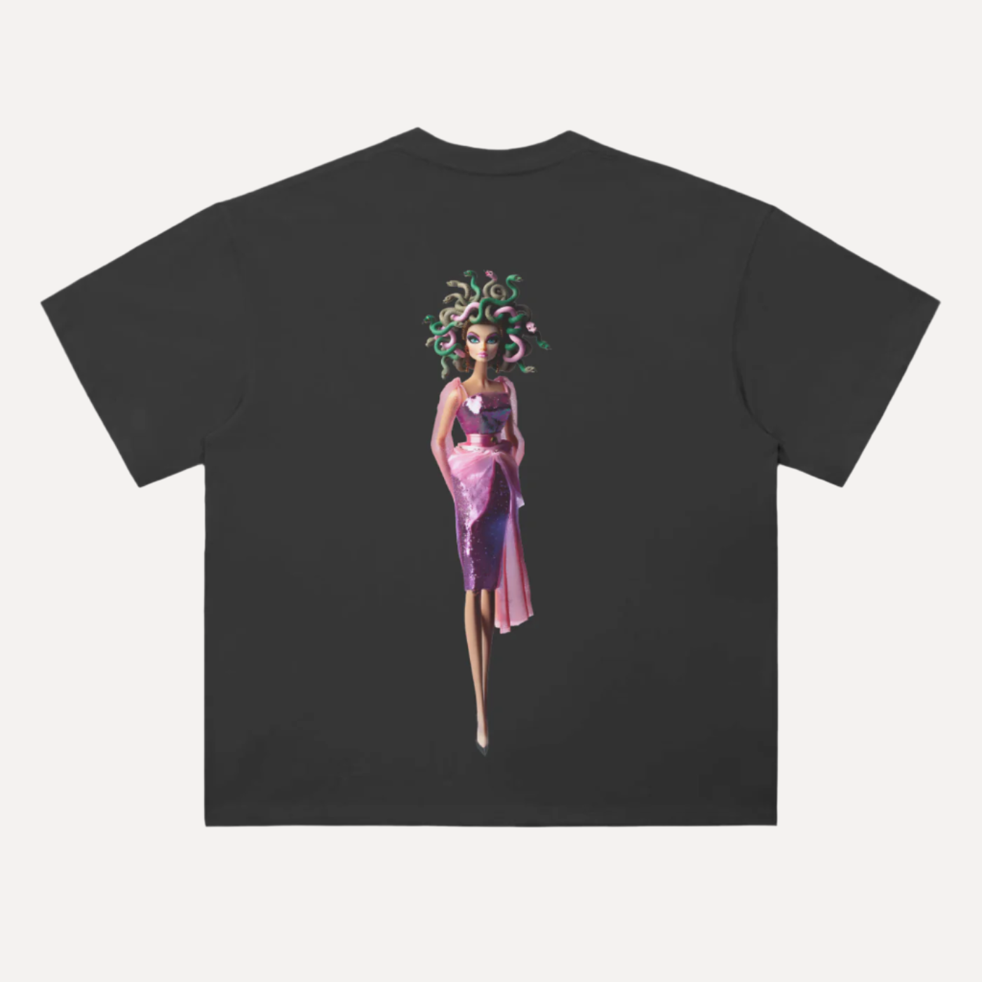 NINECROWNS Gorgon in Pink T-Shirt - Heavyweight Loose Fit Tee | Medusa Graphic Black