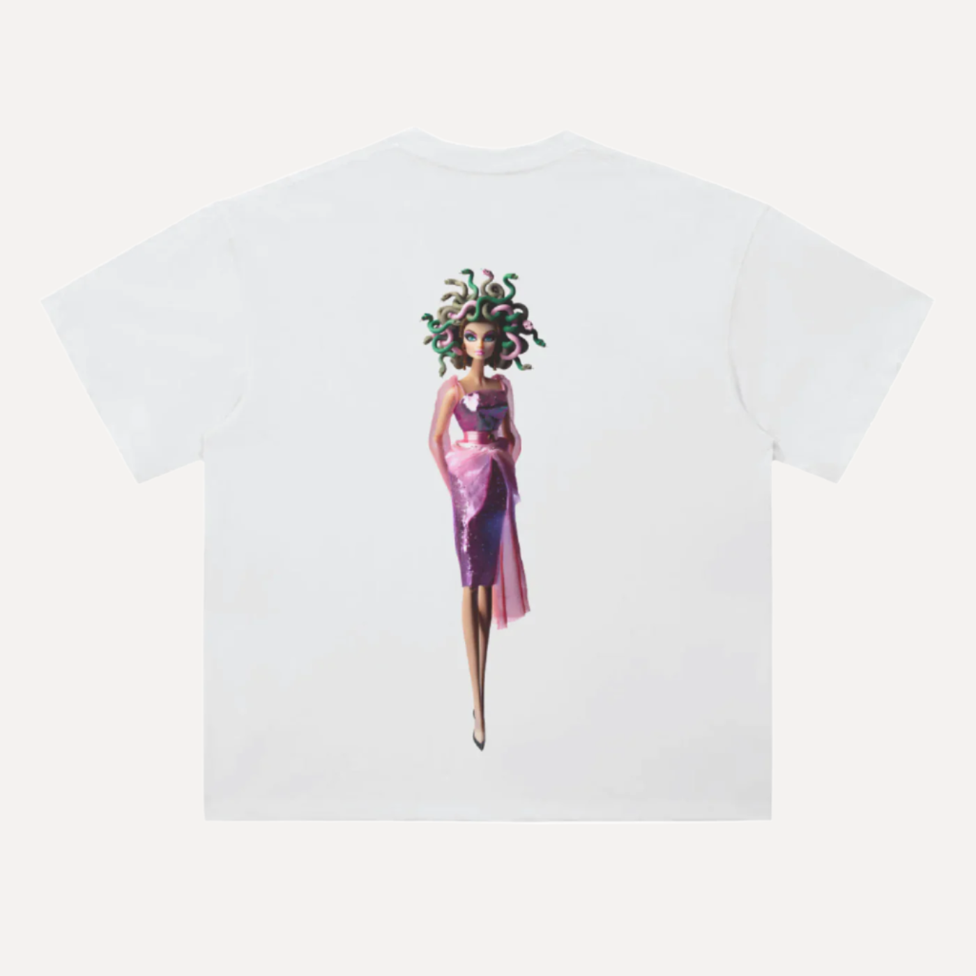 NINECROWNS Gorgon in Pink T-Shirt - Heavyweight Loose Fit Tee | Medusa Graphic White