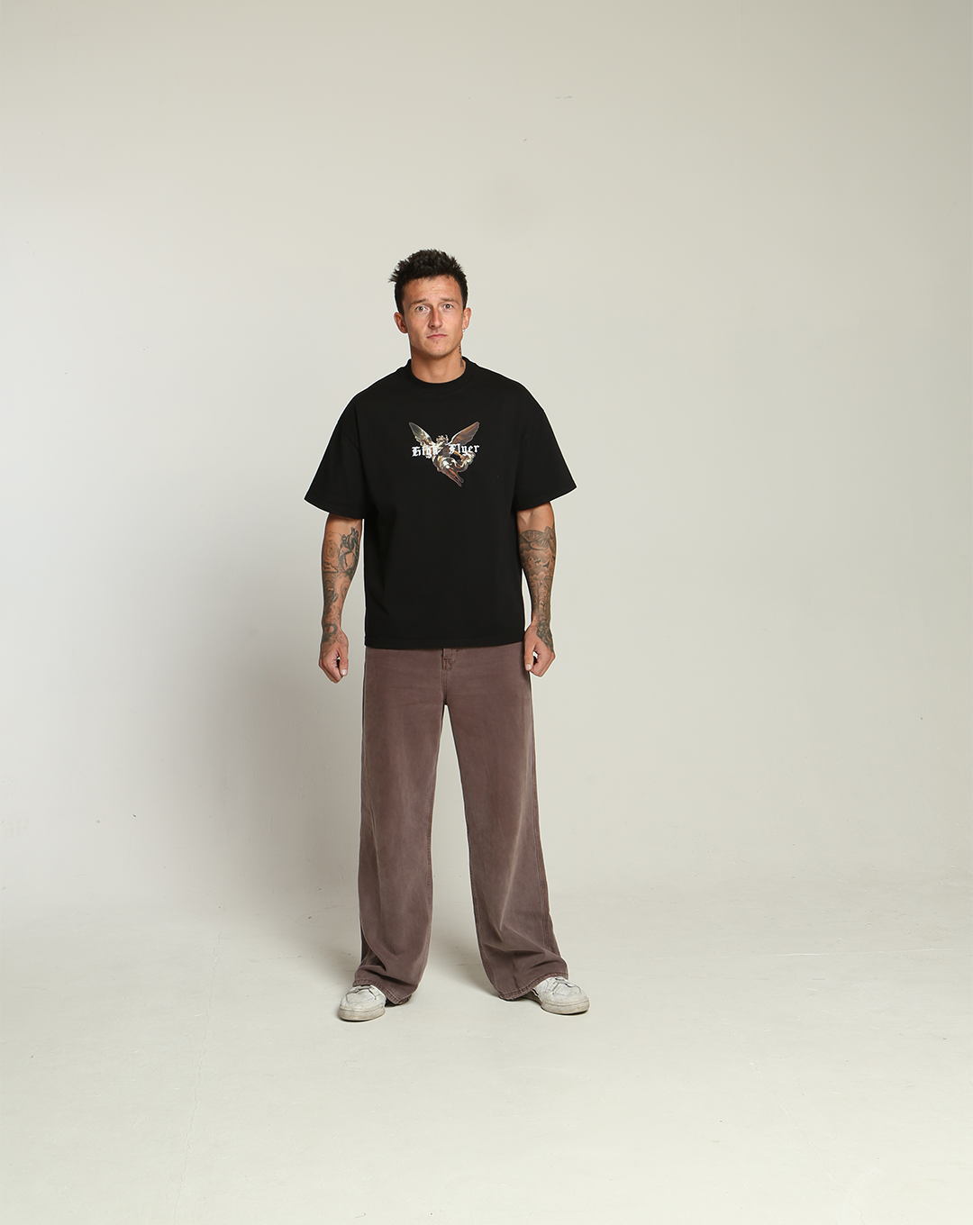 High Flyer Black Oversized Heavyweight Boxy Cut Tee