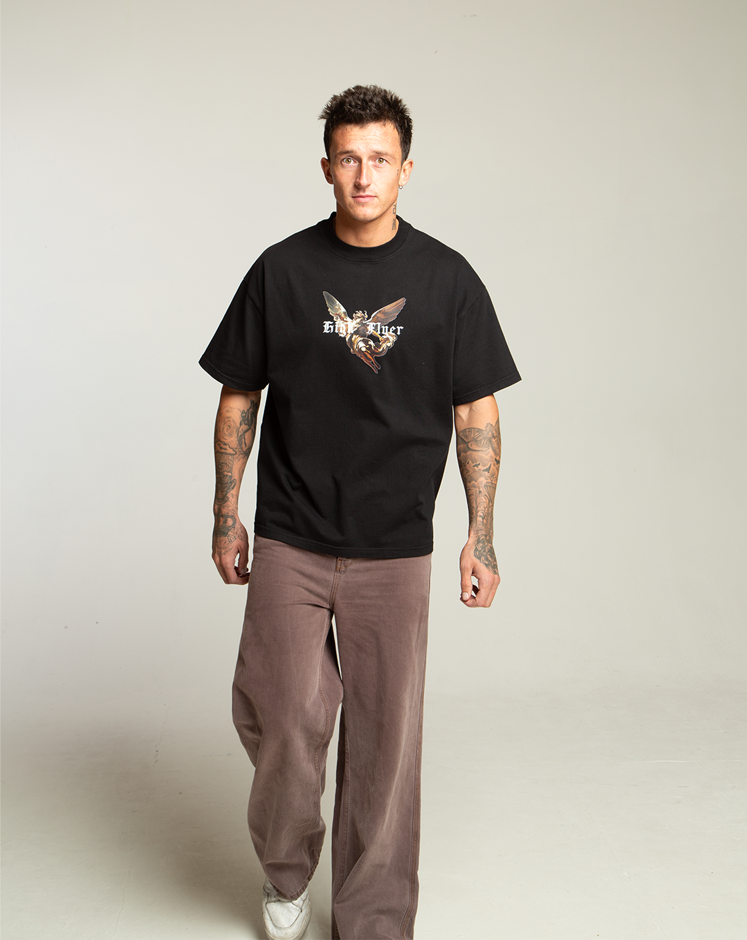 High Flyer Black Oversized Heavyweight Boxy Cut Tee