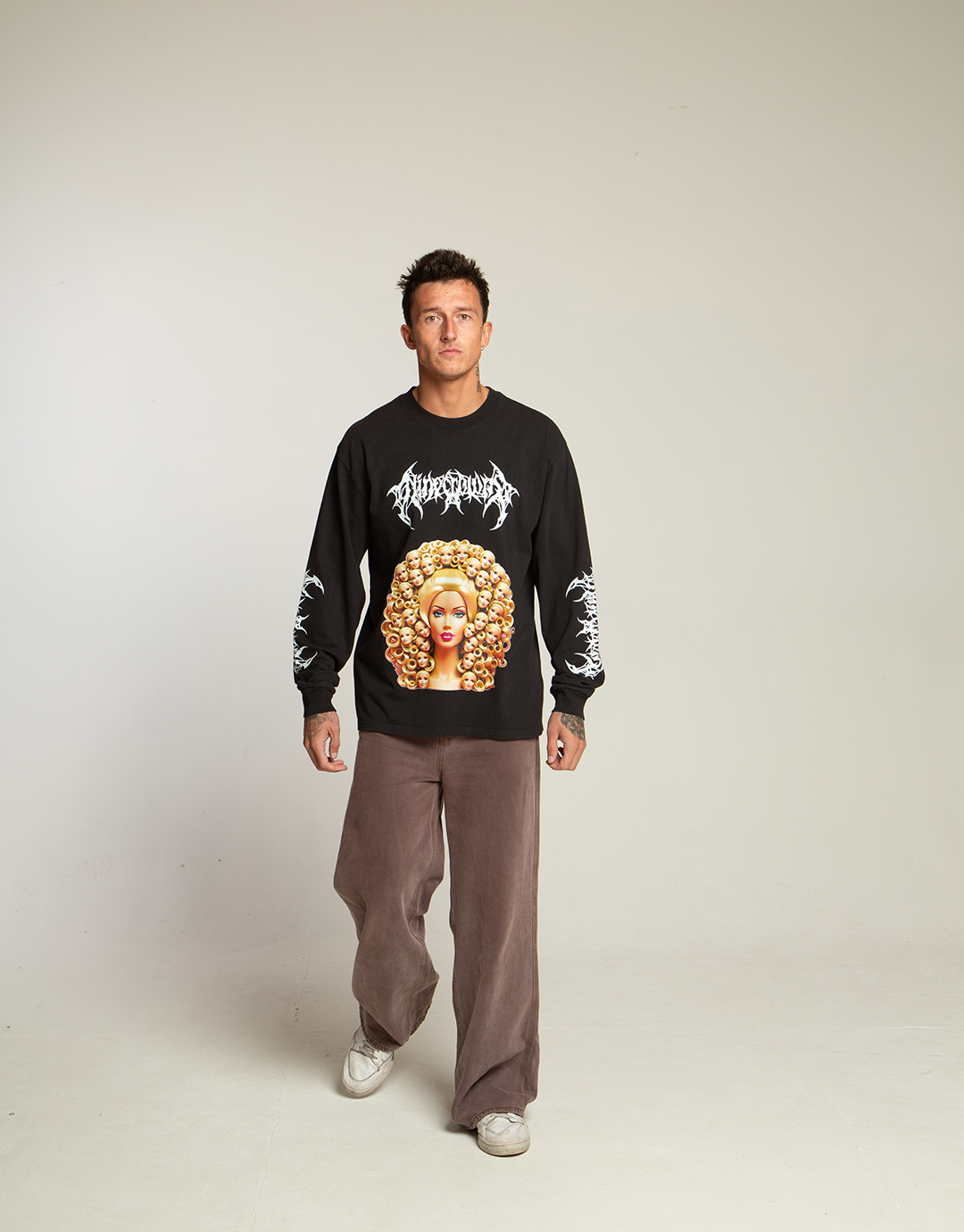 Mother of Dolls Faded Black Long Sleeve Oversized Heavyweight Tee